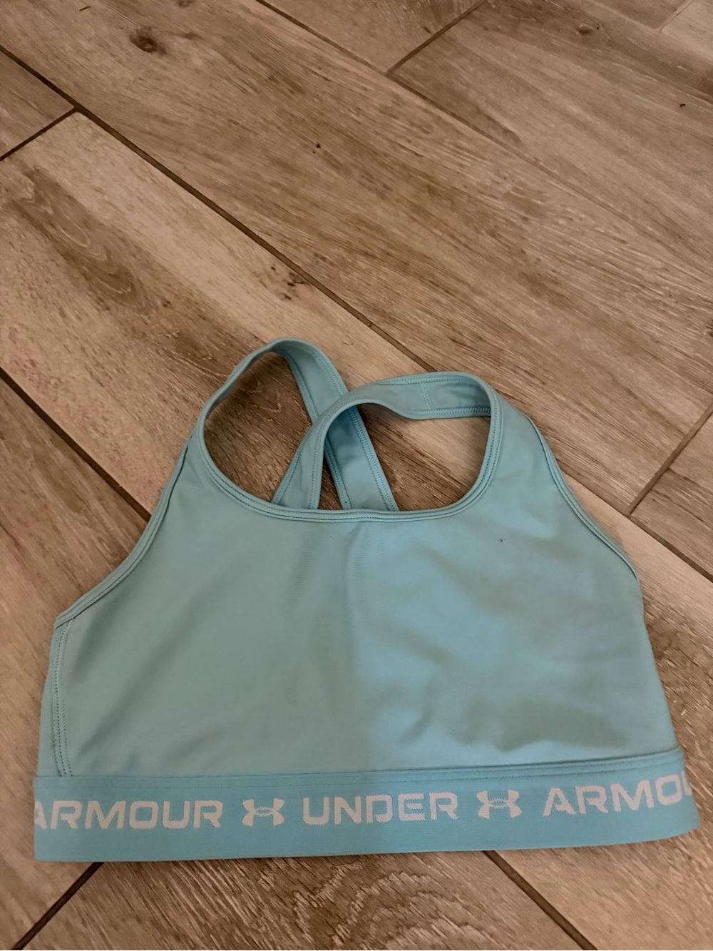Under Armour Women's Light Aqua Sports Bra - Crossback Support